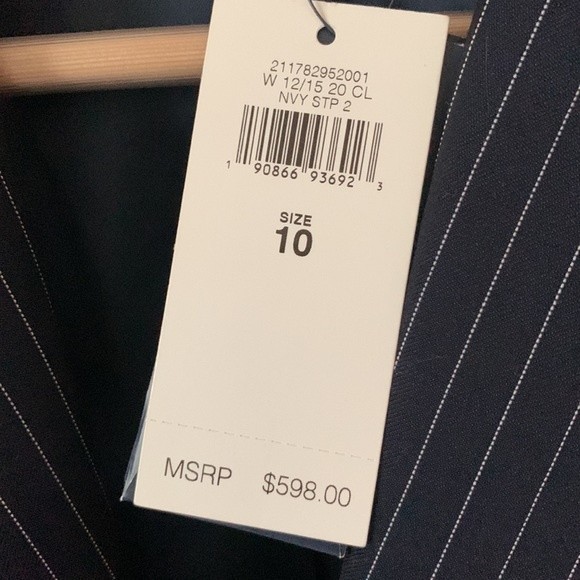 NWT Polo Ralph Lauren Cropped Navy 100% Wool Striped Blazer - Picture 5 of 8